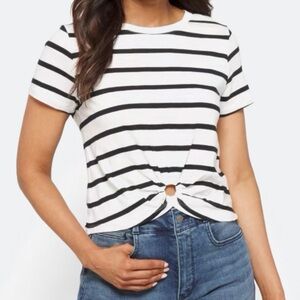 Sanctuary Cropped Blouse | White with black stripes